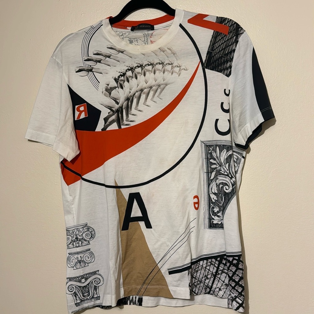 Versace discus sport baroque statue print tshirt 2017